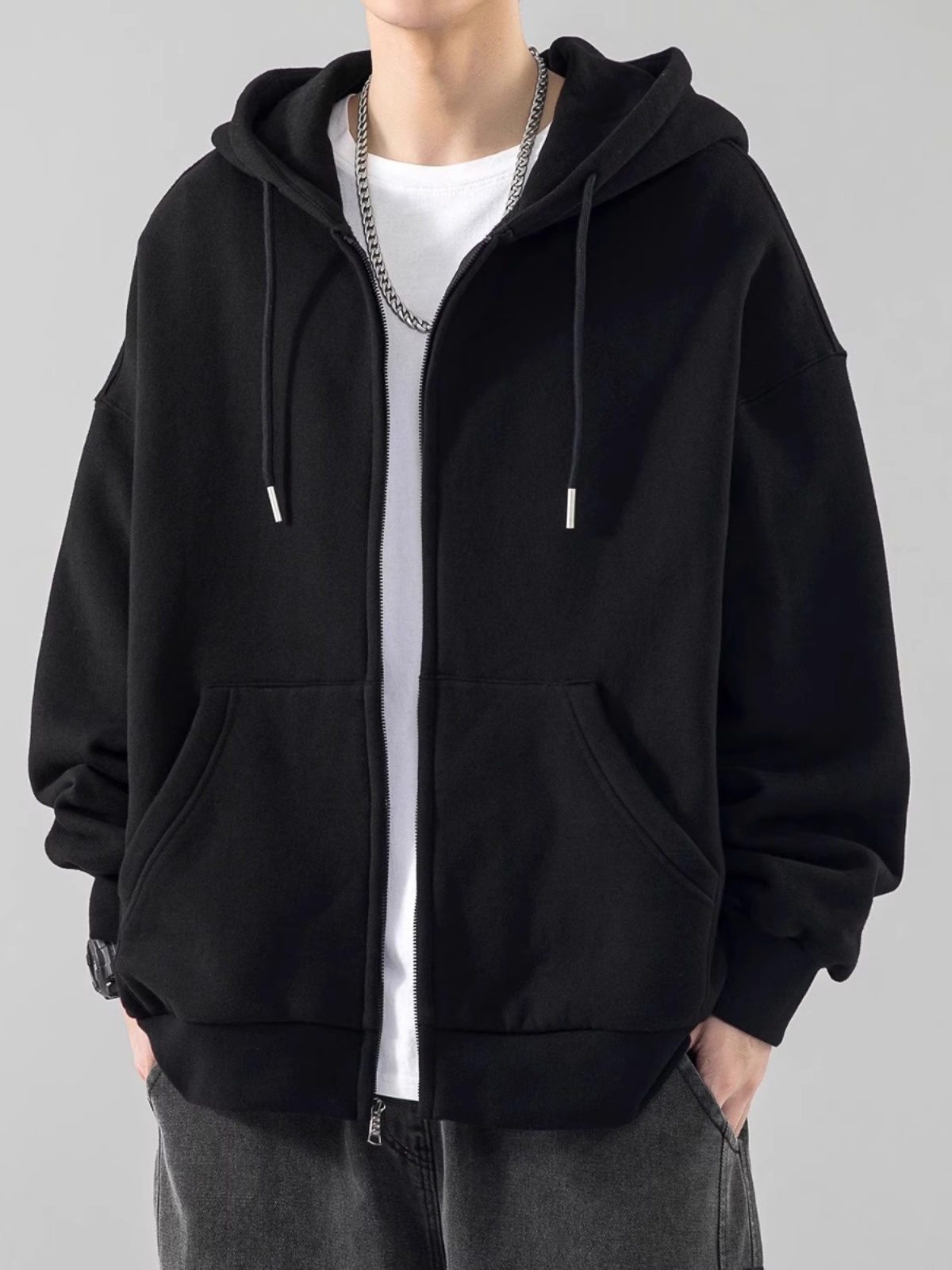 Streetwear Brand Hong Kong - เสื้อฮู้ดดี้ผู้ชายทรงหลวม สไตล์ฮ่องกง เสื้อแจ็คเก็ตคาร์ดิแกนแบบเปิดลำลอง สำหรับฤดูใบไม้ผลิและฤดูใบไม้ร่วง แบรนด์ใหม่สุดฮิต สตรีทแวร์เนื้อผ้าหนา