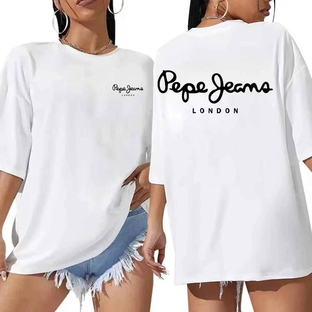 Streetwear Brand London - เสื้อยืดแขนสั้นโลโก้เปเป้ ยีนส์ ลอนดอนสำหรับผู้หญิงและเด็ก, เสื้อผ้าแบรนด์หรูสำหรับผู้หญิง, เสื้อยืด Y2K,