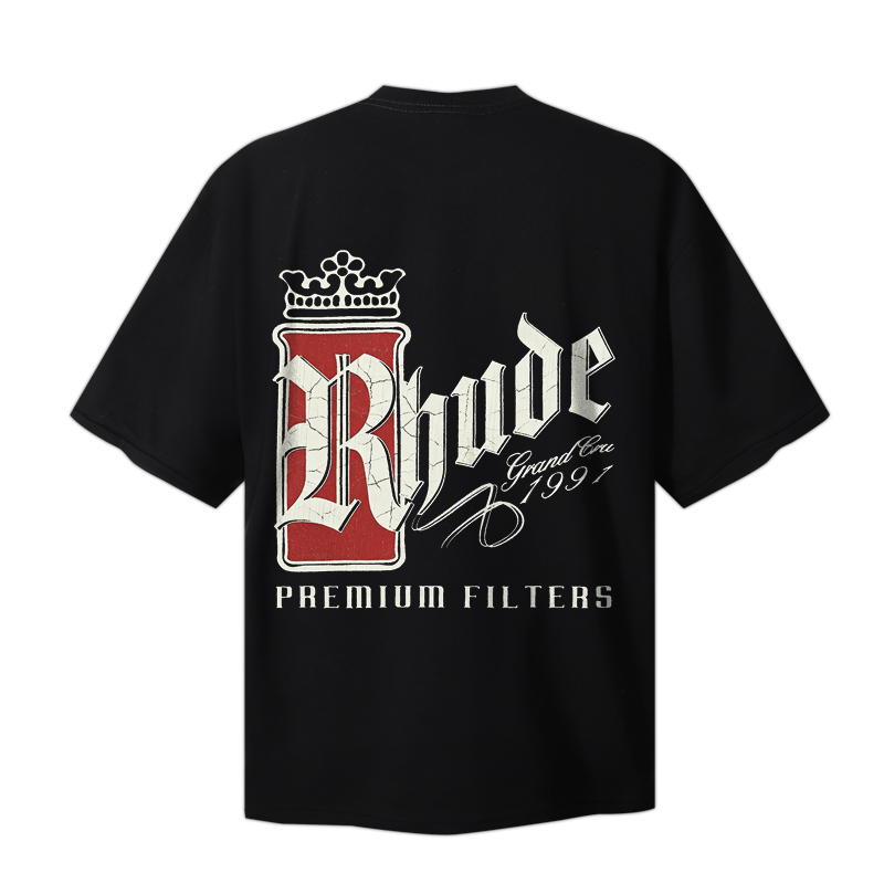 Quality Streetwear Brand - 26SS เสื้อยืดสตรีทแวร์พิมพ์ลายตัวอักษร Rhude ผ้าฝ้ายคุณภาพสูงแขนสั้นฤดูร้อน
